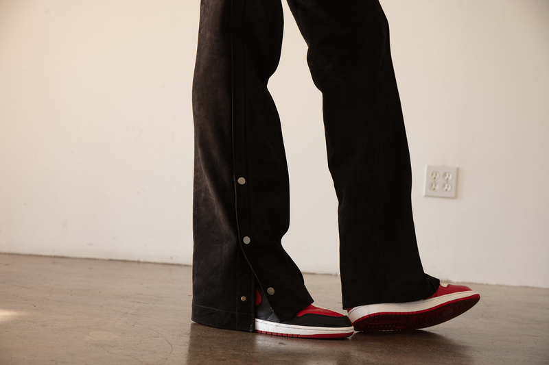 BLK LEATHER SNAP PANT | BLACK