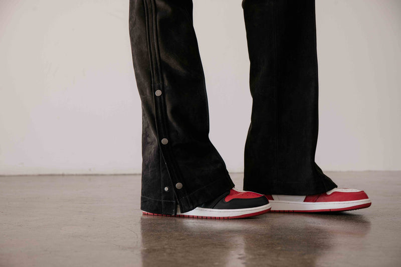 BLK LEATHER SNAP PANT | BLACK