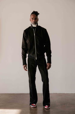 BLK LEATHER SNAP PANT | BLACK