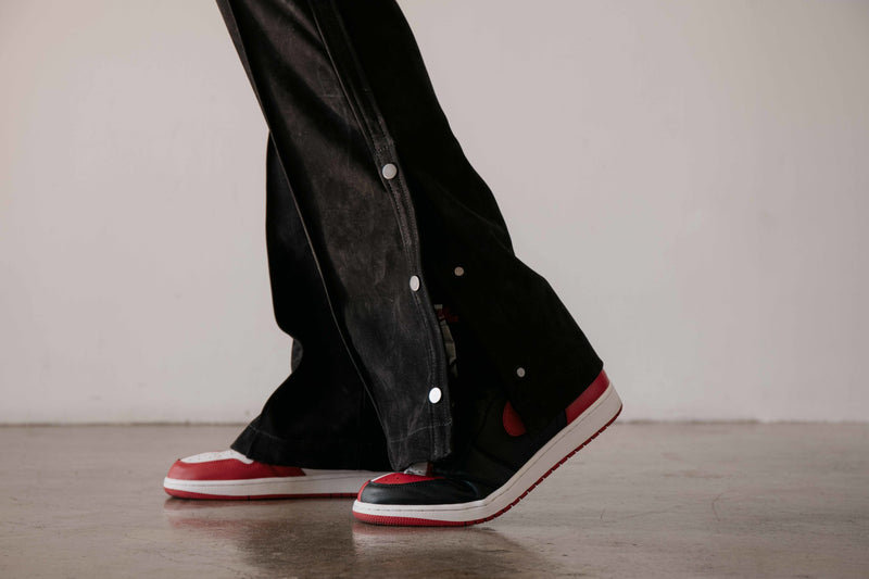 BLK LEATHER SNAP PANT | BLACK